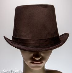 Dark Brown Fabric, Victorian Steampunk, Costume Hats, Brown Fabric, Cool Hats, Top Hat, Victorian Era, Faux Suede, Dark Brown