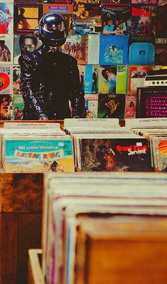 a record store with records on the shelves