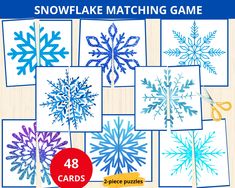 snowflake matching game for kids to play with the numbers and shapes on paper