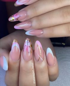 Almond Shaped Nails Designs, Nail Art Stencils, Feather Nails, Colorful Nail Art, Subtle Nails, Rose Gold Nails, Trendy Nail Art