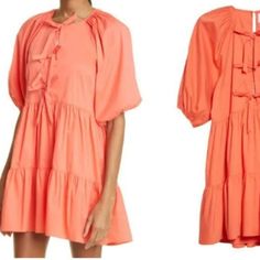 Cinq A Sept 5a7 Dress Women's 2 Orange Cotton Babydoll Mini Puff Sleeves Tiered New Without Tag. Lined. Shipping The Same Or Next Day Modeling Photos, Cinq A Sept, Tier Skirt, Tiered Skirt, Babydoll Dress, Puff Sleeves, Puff Sleeve, Baby Dolls, Size 2