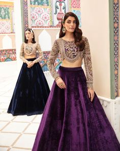 Lehenga Velvet, Kanwal Malik, Simple Lehenga, Velvet Lehenga, Pakistani Designer Clothes, Organza Lehenga, Velvet Dress Designs, Choli Designs