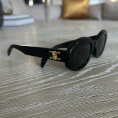 Celine Glasses, Have Been Worn A Handful Of Times, They Have No Scratches, Are In Perfect Condition, They Are From A High Quality Brand, All Offers Welcome Elegant Black Round Sunglasses, Celine Glasses, Celine Accessories, Celine Sunglasses, Prada Sunglasses, Gold Sunglasses, Gold Logo, Sunglasses Shop, Sunglasses Accessories