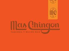 an orange background with the words mas chinon in brown and white lettering on it