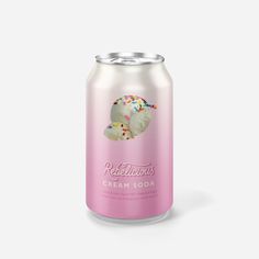 a can of ice cream soda with sprinkles on the top and bottom