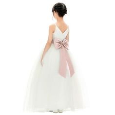 This gorgeous tulle dress features a V-neck draped bodice with supporting straps. The waistline is delicately decorated with a tiebow sash. The back of the dress has zipper closure and ties with satin sash beautifully. The elegant tulle skirt has 6 layers, top 3 layers are made of tulle. 4th is layer of soft satin, 5th layer is a netting attached to the 6th layer for additional fullness, the 6th layer is a satin lining to bring comfort to your little girl while wearing the dress. Size: size 12. Pink Sash, Draped Bodice, Bridesmaid Flower, Satin Sash, Bridesmaid Flowers, Kids Outfits Girls, Flower Girl Dress, 3 Layers, Tulle Dress