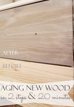 the before and after of aging new wood in 2 steps & 20 minutes