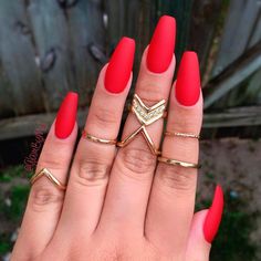 Cool Coffin Shape Nails Designs to Copy in 2017 ★ See more: https://naildesignsjournal.com/cool-coffin-shape-nails/ #nails Red Matte Nails, Red Acrylic Nails, Coffin Shape Nails, Red Nail, Cute Nail Art, Matte Nails, Holiday Nails