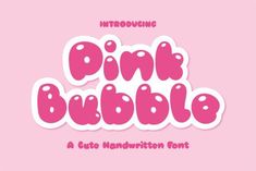 pink bubble font with bubbles on it