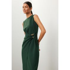 Green crepe (92% Polyester, 8% Polyurethane). Column. Sleeveless. Crewneck. Back zipper closure. 58" from shoulder to hemline. Imported. Chic Office Dress With Back Zipper, Chic Midi Dress With Back Zipper For Office, Chic Green Dress With Back Zipper, Chic Office Midi Dress With Lining, Elegant Sleeveless Midi Dress With Side Zipper, Dressy Sleeveless Lined Maxi Dress, Chic Sheath Dress With Side Zipper, Chic Sleeveless Midi Dress With Lining, Chic Sleeveless Maxi Dress With Back Zipper