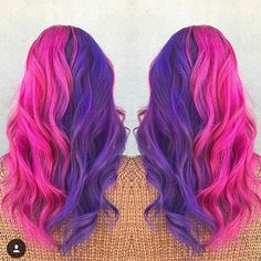 Purple And Pink Hair, Bright Purple Hair, Pink And Purple Hair, Black Cherry Hair, Blue Purple Hair, Pink Purple Hair, Pink Ombre Hair, Purple Ombre Hair, Split Dyed Hair