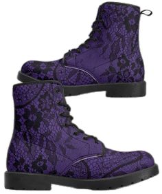 Purple Lace-up Boots For Streetwear, Gothic Boots With Laces And Round Toe, Gothic Round Toe Boots With Laces, Purple Round Toe Boots For Streetwear, Purple High-top Boots For Fall, Purple Punk Boots With Round Toe, Purple Lace-up Leather Boots, Fitted Purple Lace-up Boots, Purple Leather Lace-up Boots