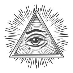 an all seeing eye in a triangle with rays coming out from behind the third eye