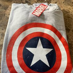 Brand New With Tags Captain America Marvel Sweatshirt Captain America Sweatshirt, Deadpool Hoodie, Avengers Hoodie, Spiderman Hoodie, Red Superhero, Black Panther Costume, Punisher T Shirt, Black Hooded Jacket, Punisher Marvel