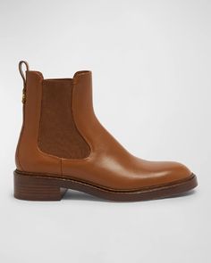 Chloe Marcie Leather Chelsea Ankle Booties | Neiman Marcus Body Conscious Fashion, Chelsea Ankle Boots, Chloe Marcie, 50s Fashion, Fine Fabric, Pull Tab, Ankle Booties, Neiman Marcus, Block Heels