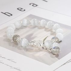 Color: Women's Opal Bracelet Style: Personality Elegant White Charm Bracelet With 8mm Beads, Bracelet Style, Opal Bracelet, Bracelet Gift, Fashion Bracelets, Moonstone, Gifts For Women, Opal, Bracelet