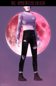 an image of a woman standing in front of the moon with her hands on her hips