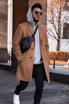 Casual Trench Coat Outfit, Mens Wool Trench Coat, Brown Coat Outfit, Peacoat Outfit, Winter Outfits For Men, Coat Outfit Casual, Mantel Outfit, Casual Trench Coat, Hoodie Outfit Men