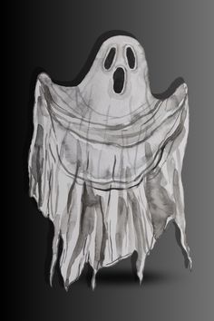 a black and white drawing of a ghost