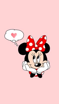 a minnie mouse with a thought bubble above her head