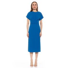 Full of undeniable style, this women's ALEXIA ADMOR sheath dress will become an instant favorite.Click on this WOMEN'S GUIDE to find the perfect fit and more! FEATURES Boatneck Dolman sleeves Slits at hem No pockets Partially linedFIT & SIZING 49 1/2-in. length from shoulder to hem Midi length hits below the knee Sheath silhouette Back-tie sash closureFABRIC & CARE Polyester, spandex Lining: Polyester Machine wash and line dry Imported Size: Small. Color: Denim Blue. Gender: female. Age Group: a Casual Evening Sheath Bodycon Dress, Blue Sheath Bodycon Cocktail Dress, Blue Midi-length Evening Bodycon Dress, Blue Midi Length Bodycon Evening Dress, Blue Midi Dress For Summer Office Wear, Blue Bodycon Dress For Summer Formal Events, Chic Blue Midi Dress For Work, Elegant Blue Bodycon Dress For Spring, Chic Blue Knee-length Midi Dress