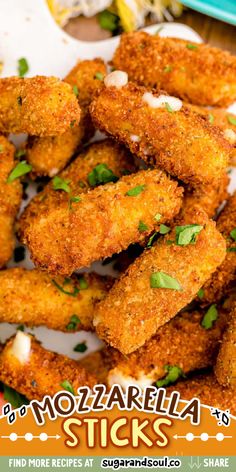 fried mozzarella sticks with parsley on top