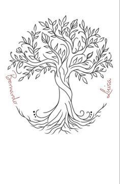 a drawing of a tree with the words love written on it