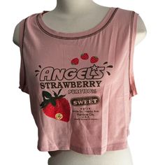 This Is A Shein Curve Angel's Strawberry Crop Top Shirt Sz 3xl Womens Pink Sleeveless. It Is Brand New Without Tags And With No Rips, Stains, Tears, Or Holes. Appx Measurements: Armpit To Armpit: 23": Bust: 46" Waist: 40" Shoulder To Hem: 18" Material: 95% Polyester; 5% Spandex Weight: 2.9 Ounces Casual Sleeveless Summer T-shirt, Summer Sleeveless Letter Print Crop Top, Summer Sleeveless Crop Top With Letter Print, Casual Sleeveless Crop Top With Letter Print, Y2k Crew Neck Tank Top For Summer, Y2k Style Red Tank Tops, Red Y2k Cotton Tank Top, Red Y2k Sleeveless Crop Top, Red Cotton Y2k Tank Top