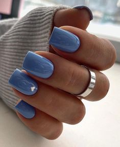 Natural Nails Winter Colors 2023-2024 21 Ideas: Embrace the Season in Style - women-club.online Cute Blue Nail Ideas For Summer, Blue And White Gel Nails Short, Nails Shellac Ideas Summer, Blue Dipped Nails Ideas, Trendy Sns Nails, Dip Power Short Nails, Short Gel Nails Blue, Dip Nails Blue, Blue Gel Nails Short