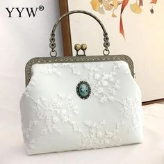 Mqtime Retro Lace Chinese Style Portable Small Bag Elegant Pure Color Cheongsam Handcarry Bag For Woman Wedding Party Top Handle Purse Chinese Embroidery, Bag Elegant, Purse Brands, Party Tops, Cheongsam, Pure Color, Small Bag, Chinese Style, Satchel Bags