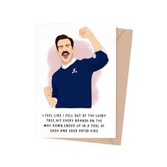 Ted Lasso Lucky To Have you Father's Day Card Shop Trimmings Cards - Holiday - Father's Day Ted Lasso, Sour Patch Kids, Parents Day, Sour Patch, Lucky To Have You, Patch Kids, Brown Kraft, Way Down, Personal Message