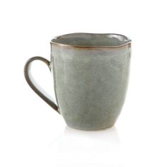 a coffee cup with a brown rim on a white background