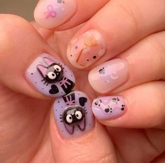 Japanese Themed Nails, Hamster Nail Art, Chihiro Nails, Calcifer Nails, Moomin Nails, Pusheen Nails, Video Game Nails, Studio Ghibli Nails, Bunny Nails