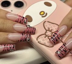 Pink Zebra Nails, Kitty Paws, Cat Nails