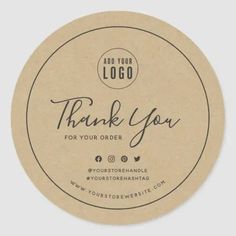 thank you for your order sticker with the words thank you written in cursive font