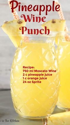 Wine Punch Recipes, Pineapple Wine, Wine Punch, Blood Mary, Party Punch Recipes, Punch Drinks