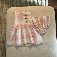 Pink And White Gingham Dress With Buttons Bloomers Included Plaid Sleeveless Dress For Playtime, Sleeveless Plaid Dress For Playtime, Plaid Cotton Dress For Playtime, White Gingham Dress, Pink Gingham Dress, Dress With Buttons, Pink Gingham, Gingham Dress, Kids' Dresses