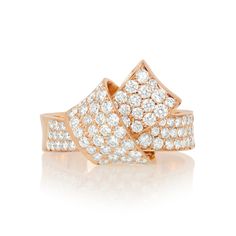 Folds of gold burst with rows of sparkling diamond in the Jumbo Knot Pave Diamond Ring in Rose Gold presenting a graceful silhouette that is visually stunning. Pave Diamond Ring, Sparkling Diamond, Knot Ring, Sparkle Diamonds, Druzy Ring, 18k Rose Gold, Pave Diamonds, Statement Ring, Rose Gold Ring