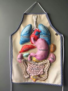 an apron with a diagram of the human body on it