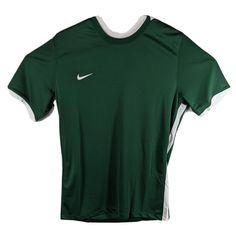 Mens Green Athletic Shirt Nike Size Large Soccer/Running With White Stripe See Pictures For Details And Measurements. Athletic Fit- A Little Tighter Than A Normal Large- But Not As Small As A Medium! Notice The White Stripes Down The Side And The Neck And The End Of Sleeves. Classic Green Sports Tops, Classic Green Sports Top, Jordan Sweatshirt, Black Polo Shirt, Nike Soccer, The White Stripes, Shirt Nike, Black Polo, Nike Mens