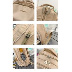 Kylethomasw College Student Backpack High School Bag for Teenagers Girls Boys Nylon Campus Leisure Japanese Bagpack Women Beige Outdoor Bag For Back To School, Beige Nylon Shoulder Bag For School, Beige Nylon School Bags, Beige Nylon Bags For School, Beige Nylon Bag For Back To School, Beige Backpack With Zipper Closure For School, High School Bags, Black Rucksack, School Bag College