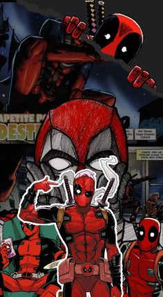 the deadpool character is surrounded by other deadpool characters