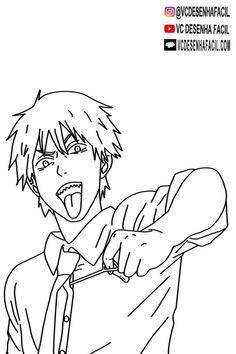 an anime character with his mouth open, holding a piece of paper in one hand