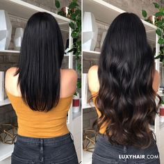 Off Black Balayage, Dark Balayage, Black Balayage, Brown Hair Extensions, Halo Extensions, Luxy Hair, Black Ponytail Hairstyles, Dream Clients, Mega Hair