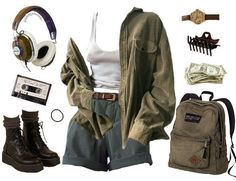 Summer Outfit Boards Aesthetic, Skater Gf Outfit, Planet Inspired Outfits, Summer Outfits Aesthetic Grunge, 1996 Outfits, Forest Academia Outfit, Summer Grunge Outfits 90s Style, Grunge Outfits Summer, Summer Grunge Outfits