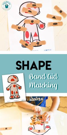 hands and fingers are making shapes with the shape band aid matching activity for toddlers