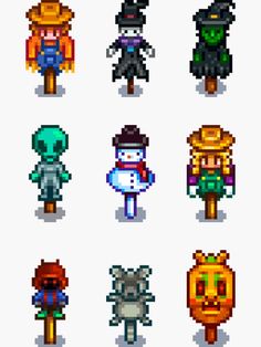 an image of pixel art with different characters