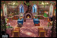 the living room is decorated in an animated style