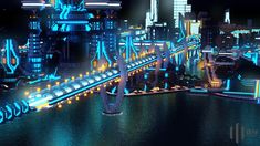 an image of a futuristic city at night