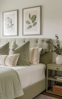 27 Sage Green Bedroom Ideas for a Calm, Cozy Retreat Sage Green Cream And Brown Bedroom, Sage Green Room Inspiration, Green Calm Bedroom, Sage Green Modern Bedroom, Evergreen Fog Bedroom Ideas, Sage Green Master Bedrooms Decor, Light Green Bedroom Aesthetic, Green Beige Bedroom, Sage Green And Cream Bedroom